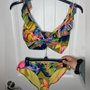 AERIE tropical floral bikini size large